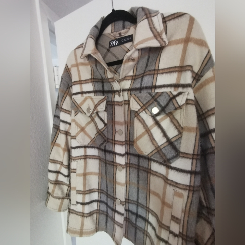 ZARA oversized plaid button up jacket /shirt/shacket